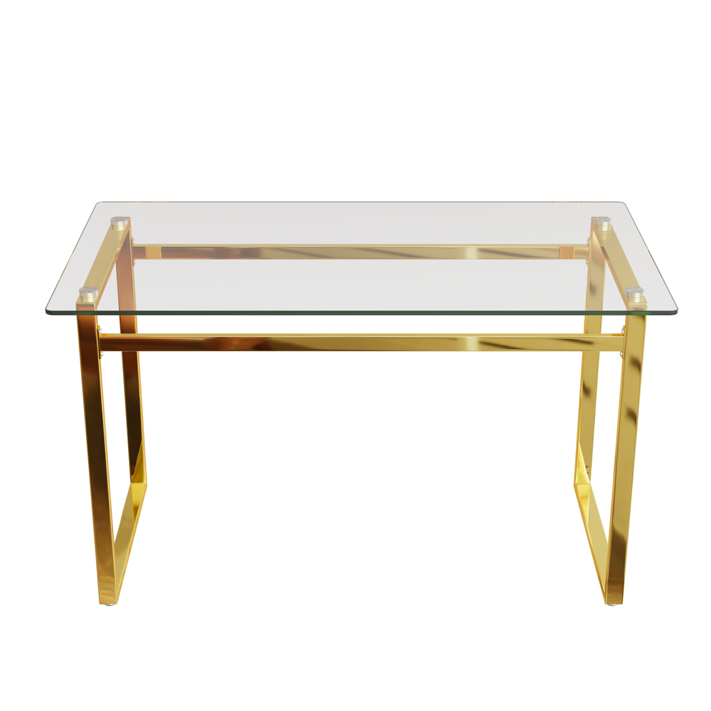 Sleek Glass Dining Table with Chic Gold Legs