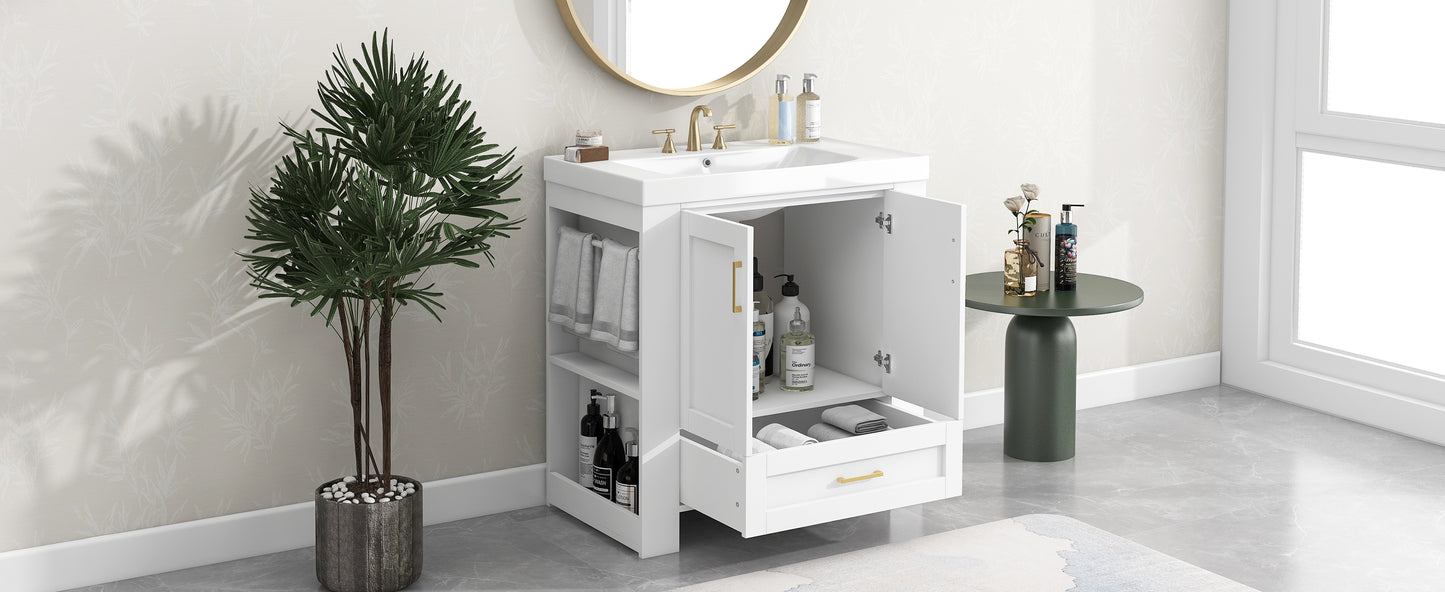 Sleek Modern Double-Shelf Bathroom Vanity with Sink