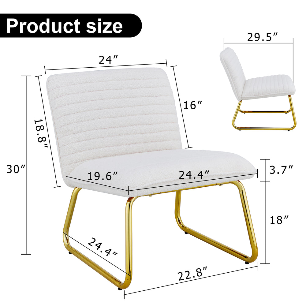 Chic White Armless Sofa Chair with Gold Legs