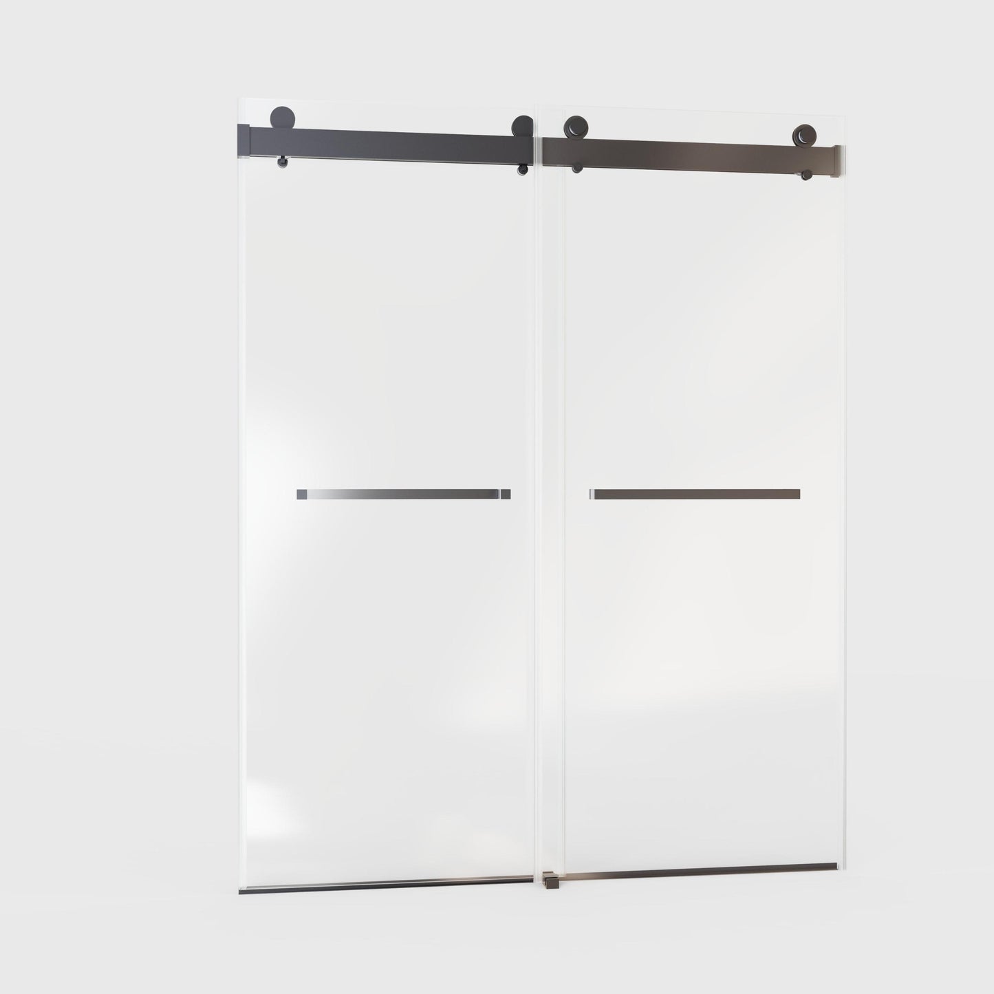 Matte Black Frameless Soft-Close Double Sliding Shower Door