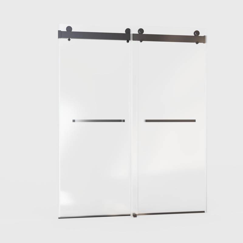 Matte Black Frameless Soft-Close Double Sliding Shower Door