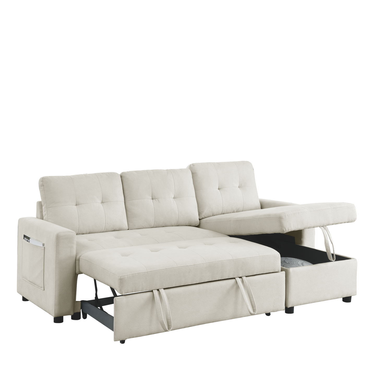 Cozy Reversible Sleeper Sofa with Storage Space