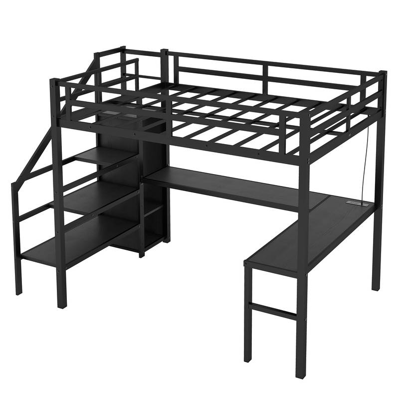 MaxLoft Bed with Desk & USB - Sleek Space Saver for All Ages