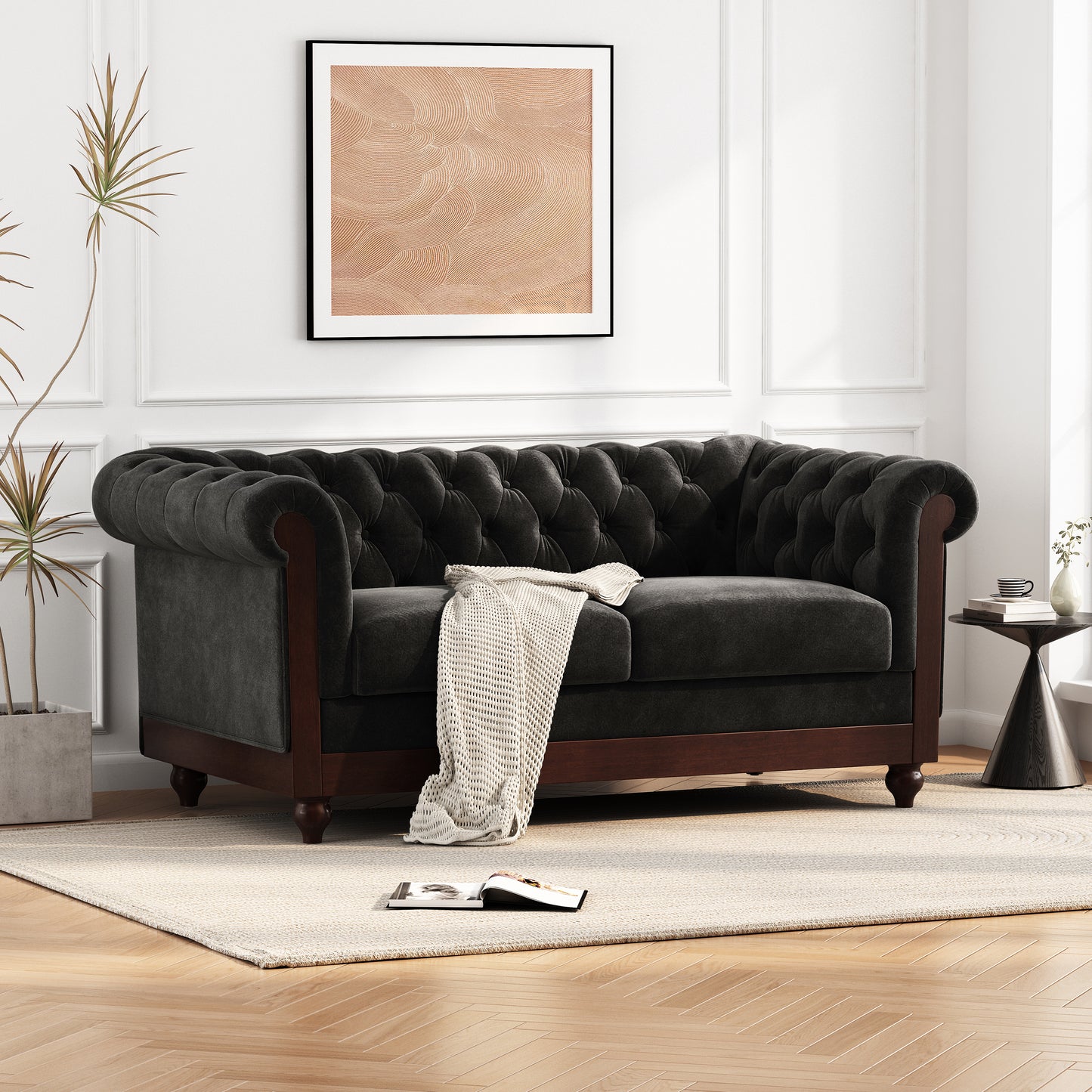 Chesterfield Velvet Loveseat – Elegant Comfort for Any Space