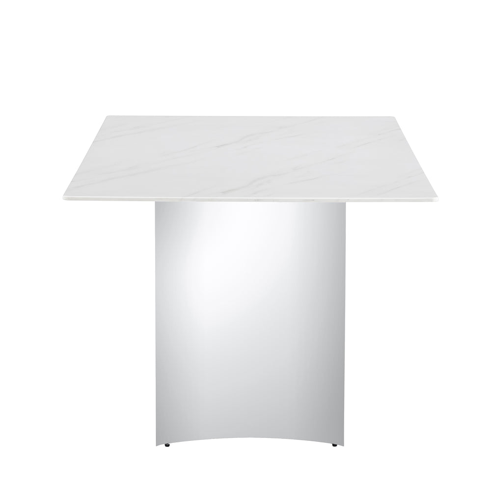 Chic White Marble Dining Table