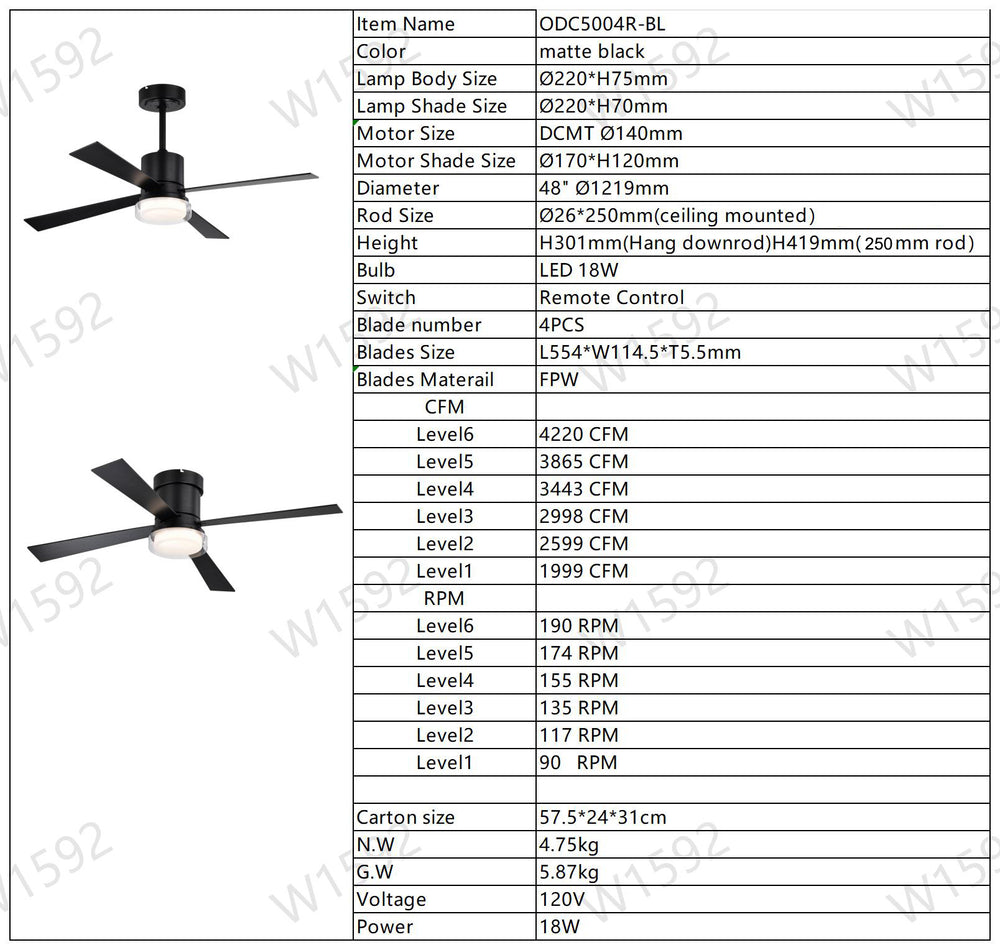 Modern Dimmable Fandelier Ceiling Fan with Remote