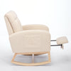 Cozy Rocking Chair with Wood Legs & Adjustable Footrest