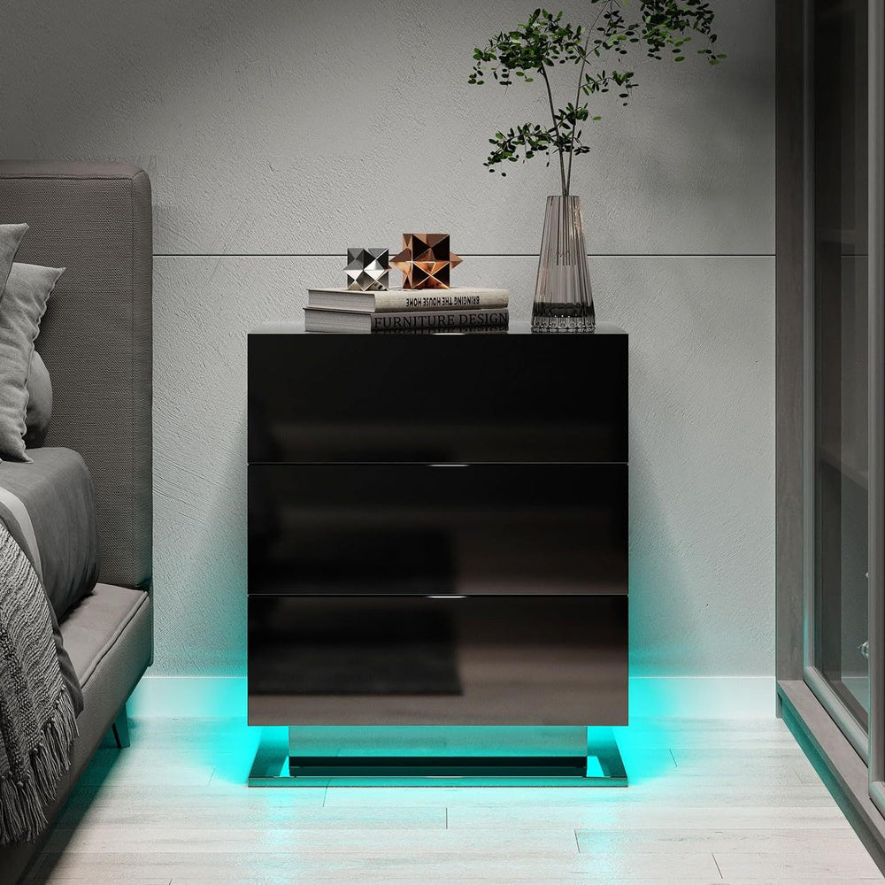 Luminous Nightstand with Three Drawers