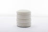 Ivory Velvet Round Ottoman