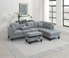 Cozy Taupe Grey Sectional Sofa Set with Storage Ottoman & Cup Holders