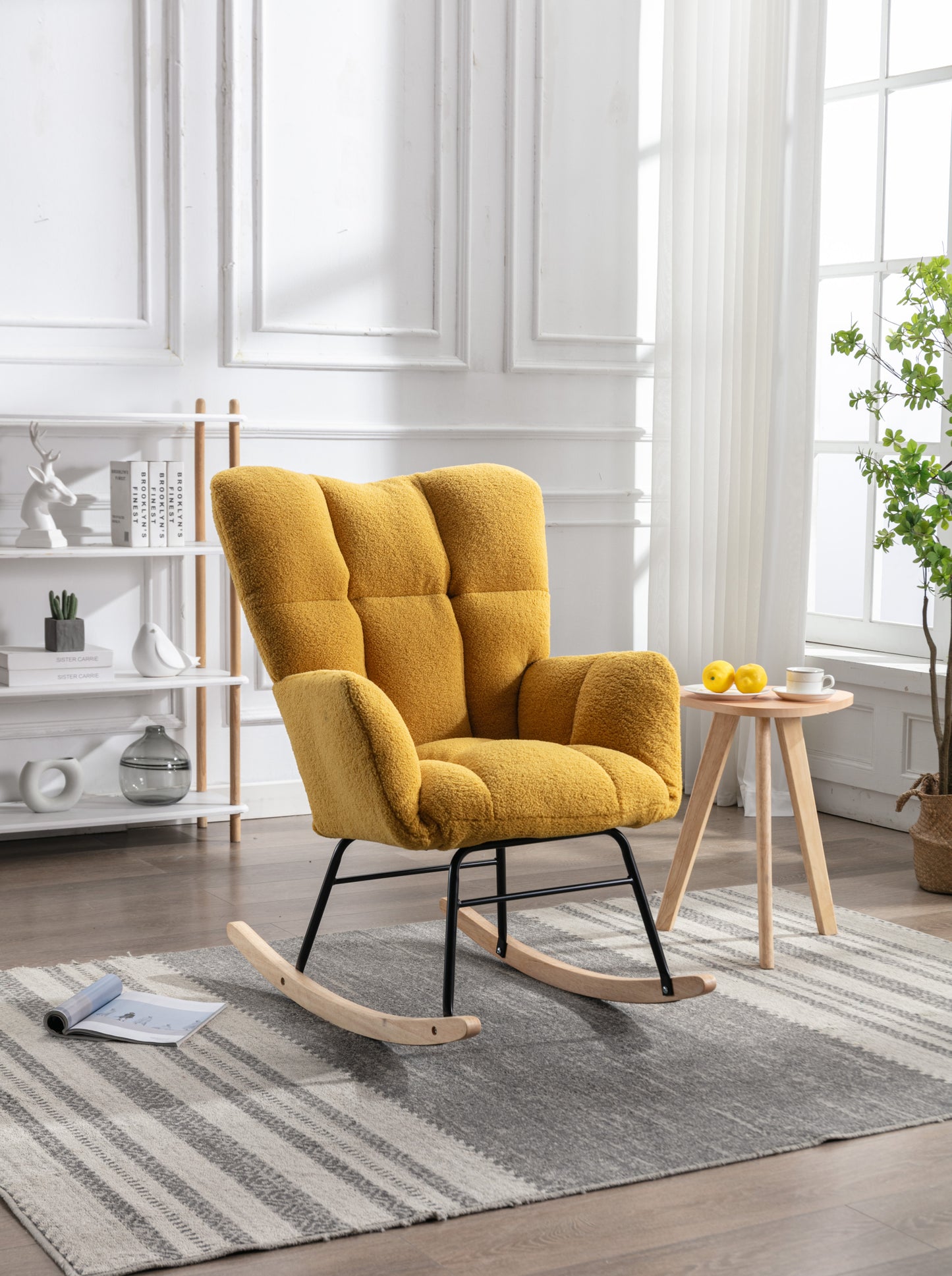 Cozy Yellow Mid-Century Rocking Chair