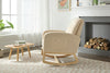 Cozy Rocking Chair with Wood Legs & Adjustable Footrest