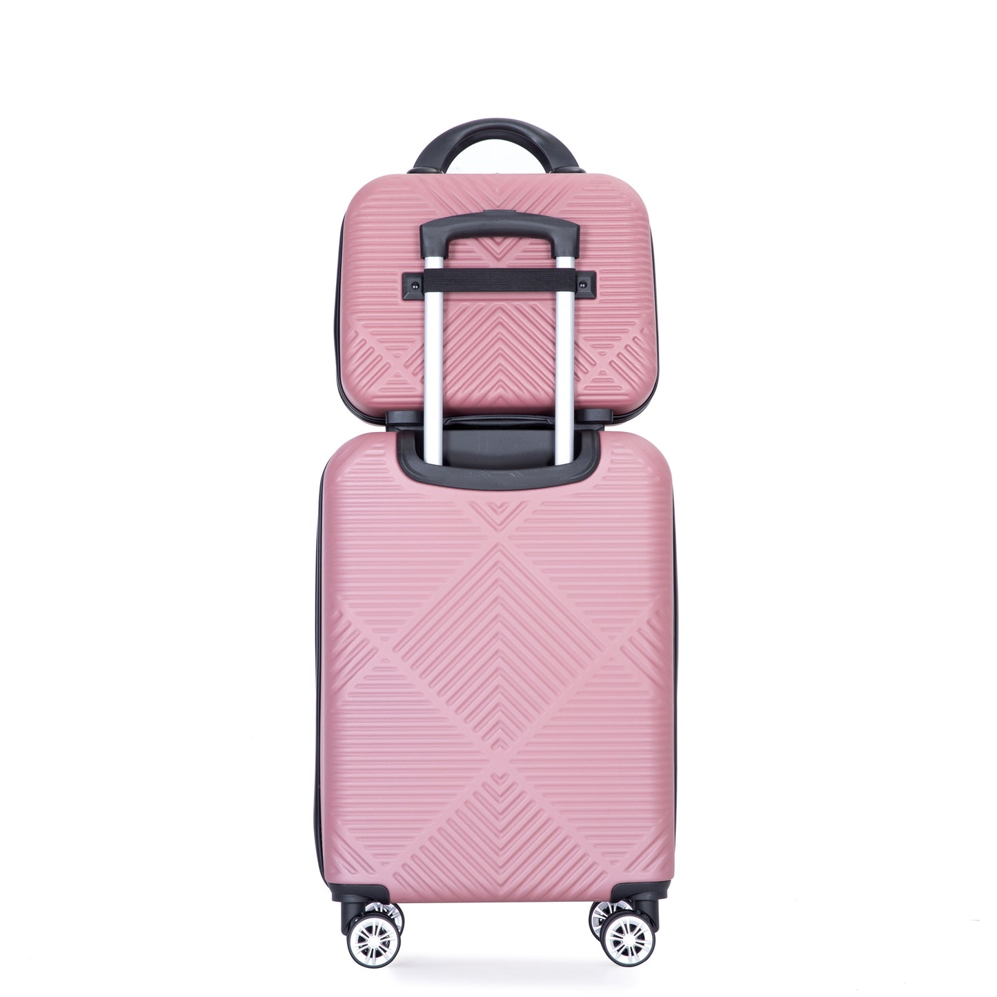 Pink Pop Luggage Duo: Lightweight Suitcases with Spinner Wheels