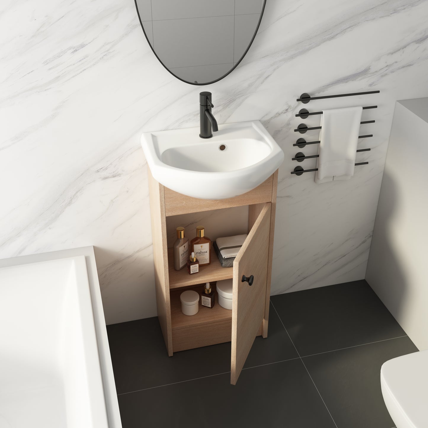 Chic Space-Saving Bathroom Vanity with Sink