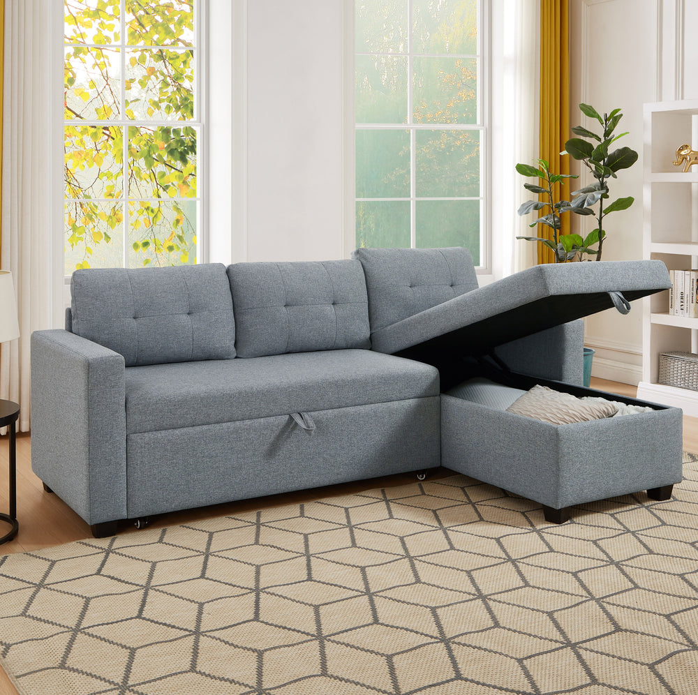 CozyConvertible Sectional Sofa with Storage in Light Grey