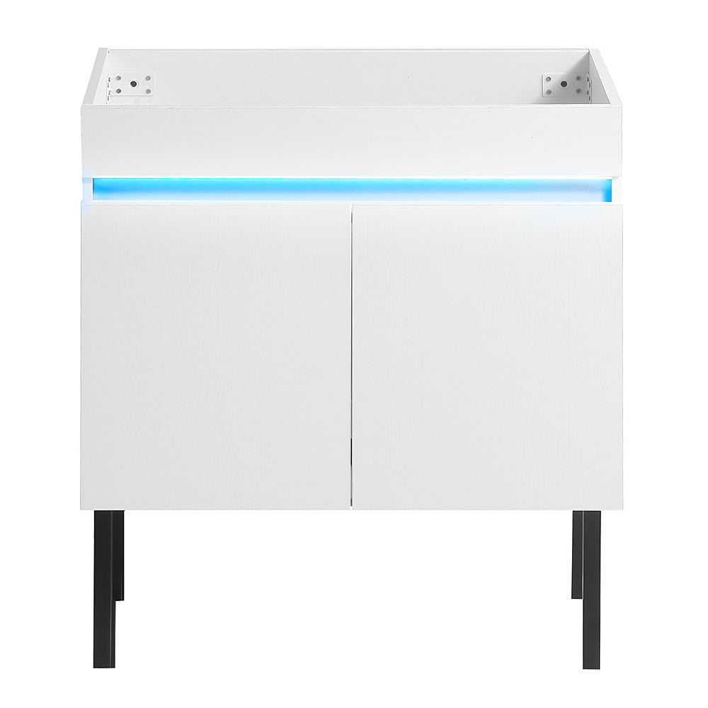 Sleek White Wall-Mounted Vanity with Sensor Light & Ample Storage