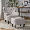 Chic Light Grey Club Chair and Ottoman Set