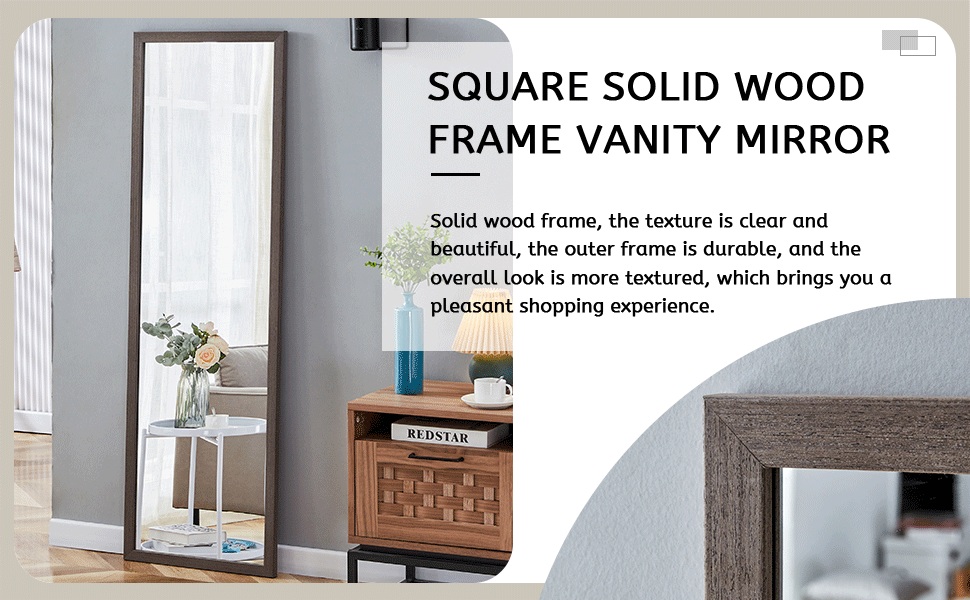 Elegant Gray Wood Framed Full-Length Mirror