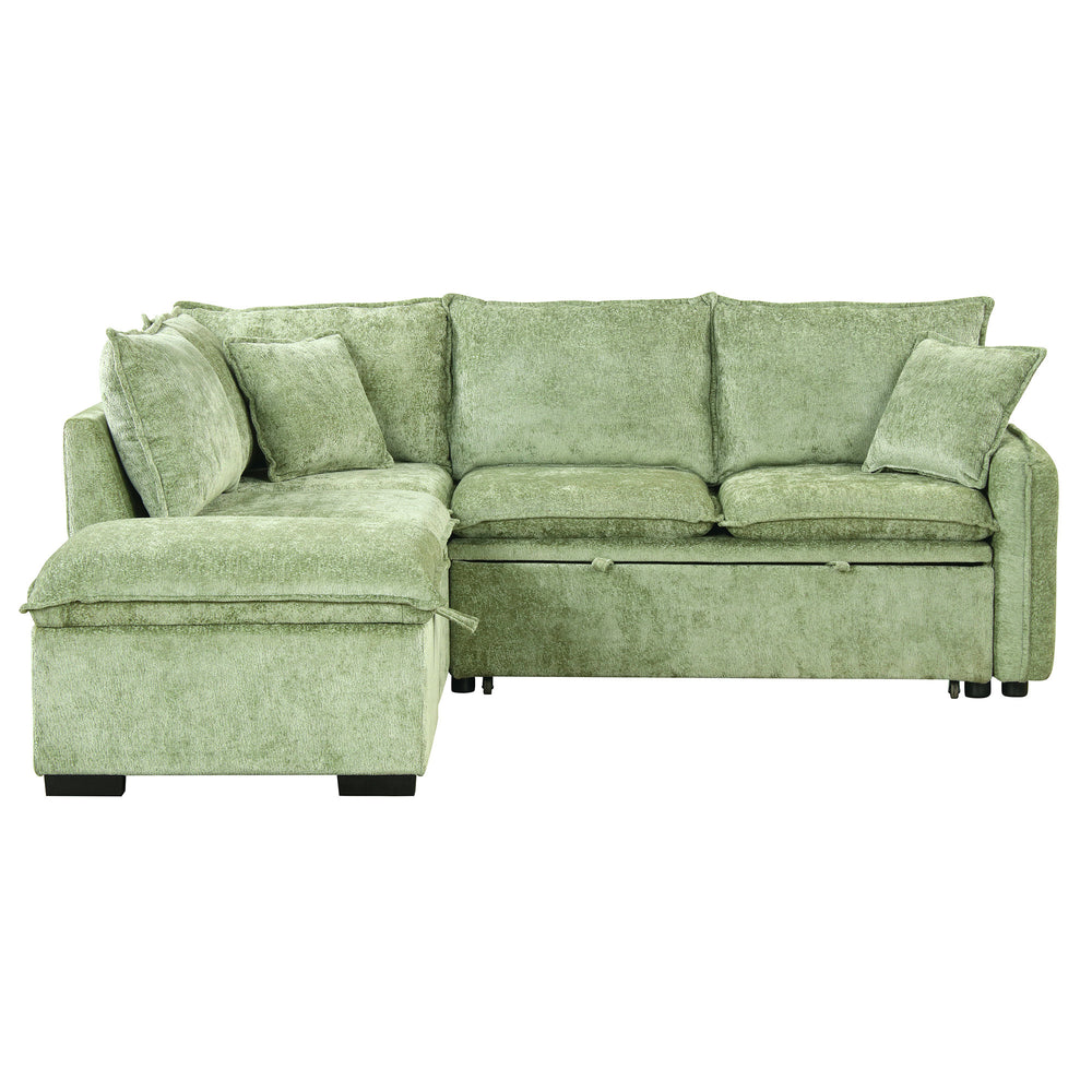 Cozy Green Convertible Sofa Bed with Storage & USB Charging