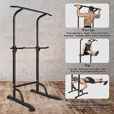 All-in-One Fitness Tower: Adjustable Dip & Pull-Up Station