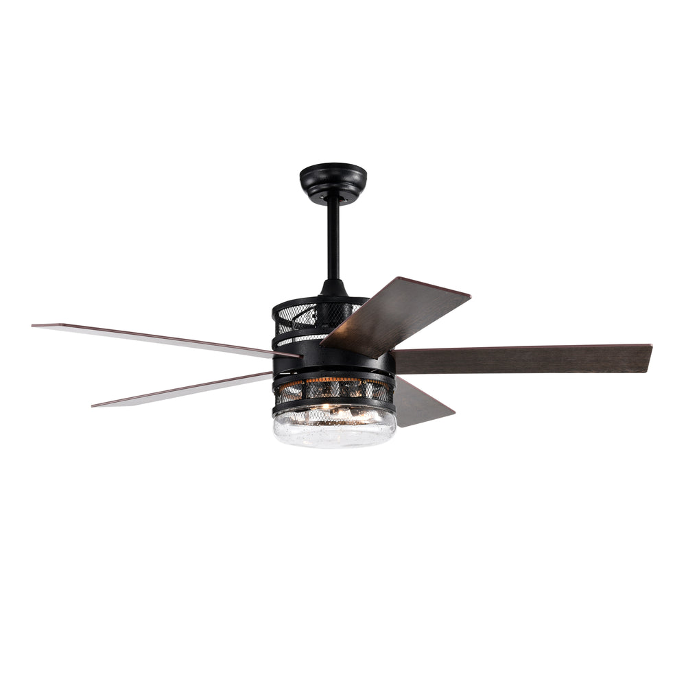 Sleek Matte Black Ceiling Fan with Remote and Optional Glass Shade