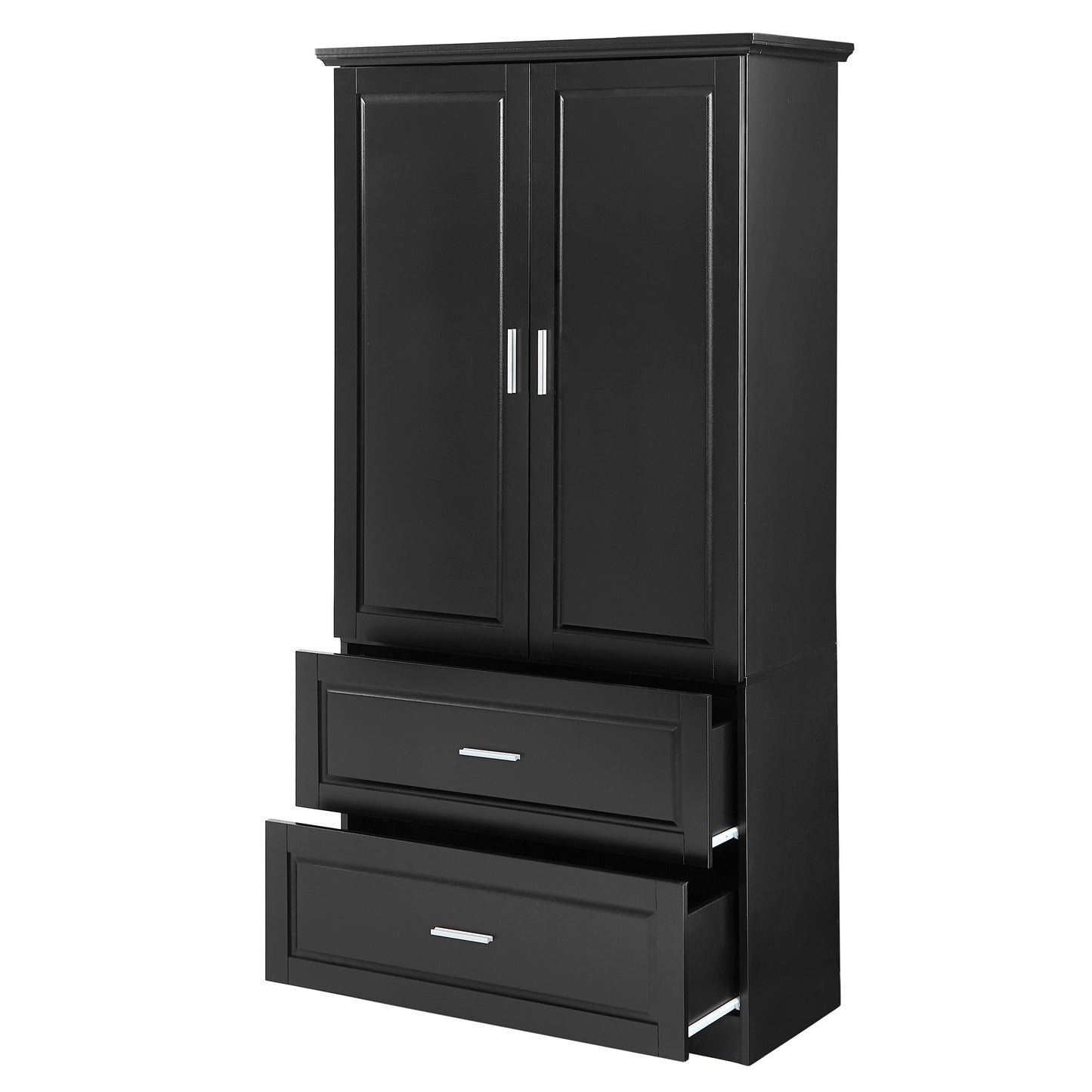 Sleek Black Bathroom Storage Cabinet with Adjustable Shelves