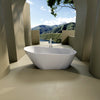 Sleek White Acrylic Freestanding Soaking Tub with Chrome Overflow