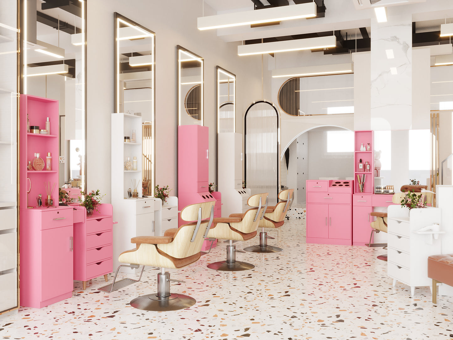 Chic Salon Station with Mirror