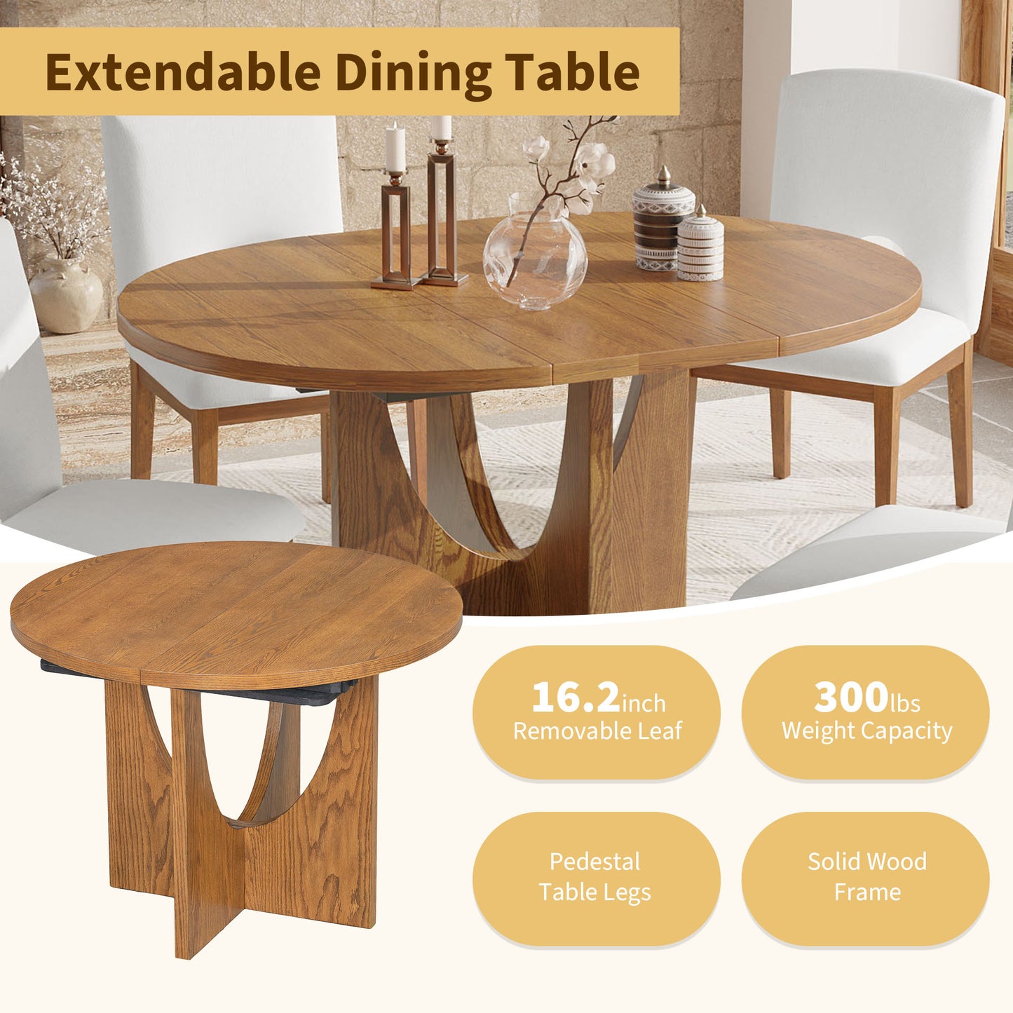 Cozy Walnut Dining Set with Extendable Table