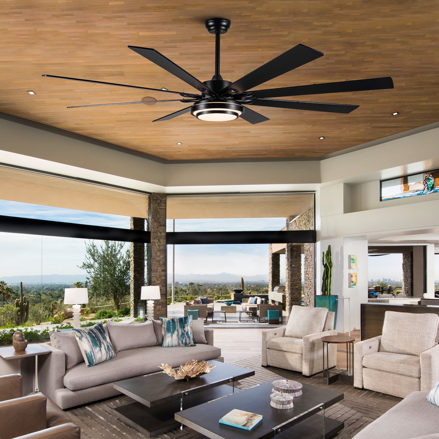 Smart Matte Black Ceiling Fan with Remote