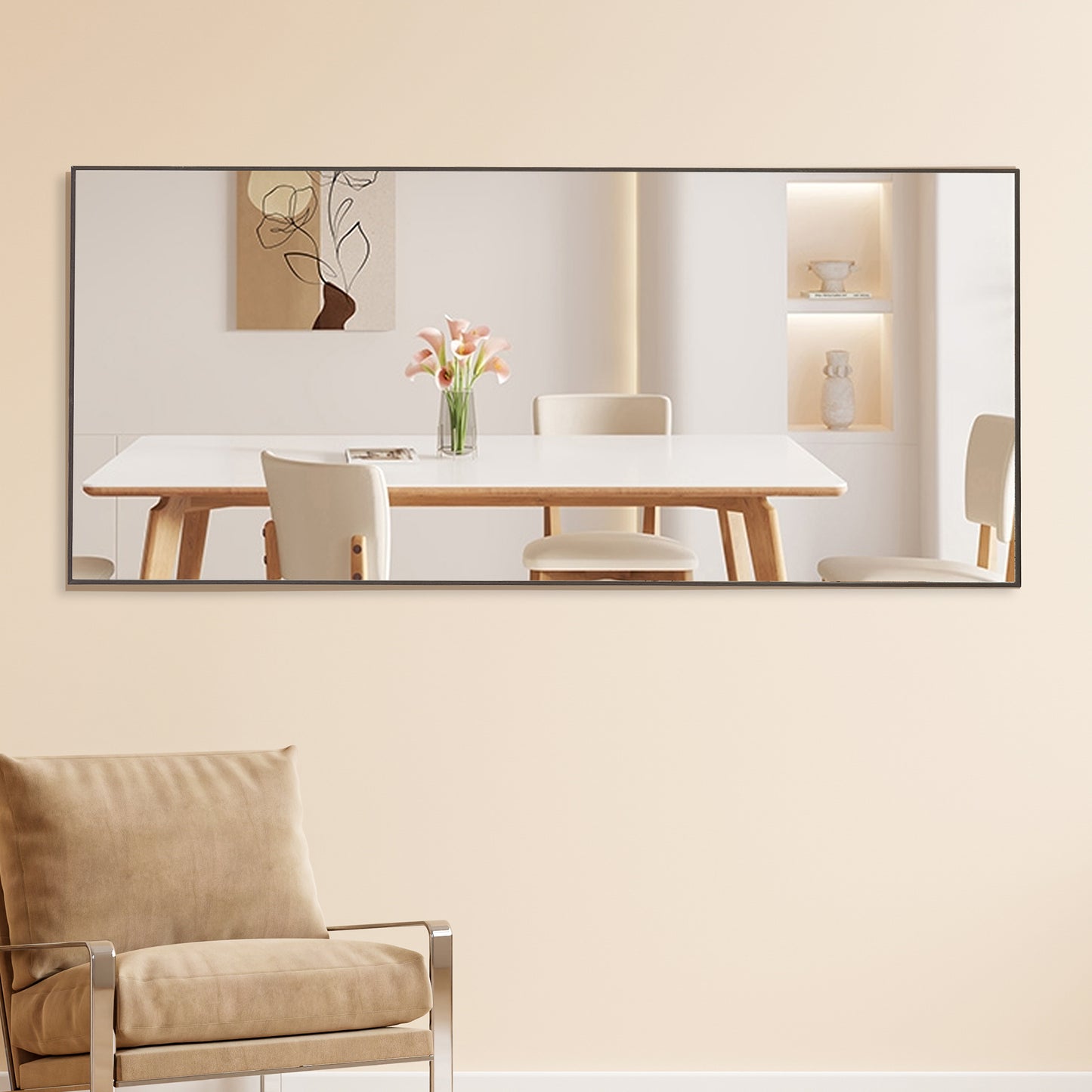 Elegant Full-Length Solid Wood Mirror