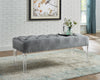 Chic Gray Velvet Tufted Bench with Acrylic Legs