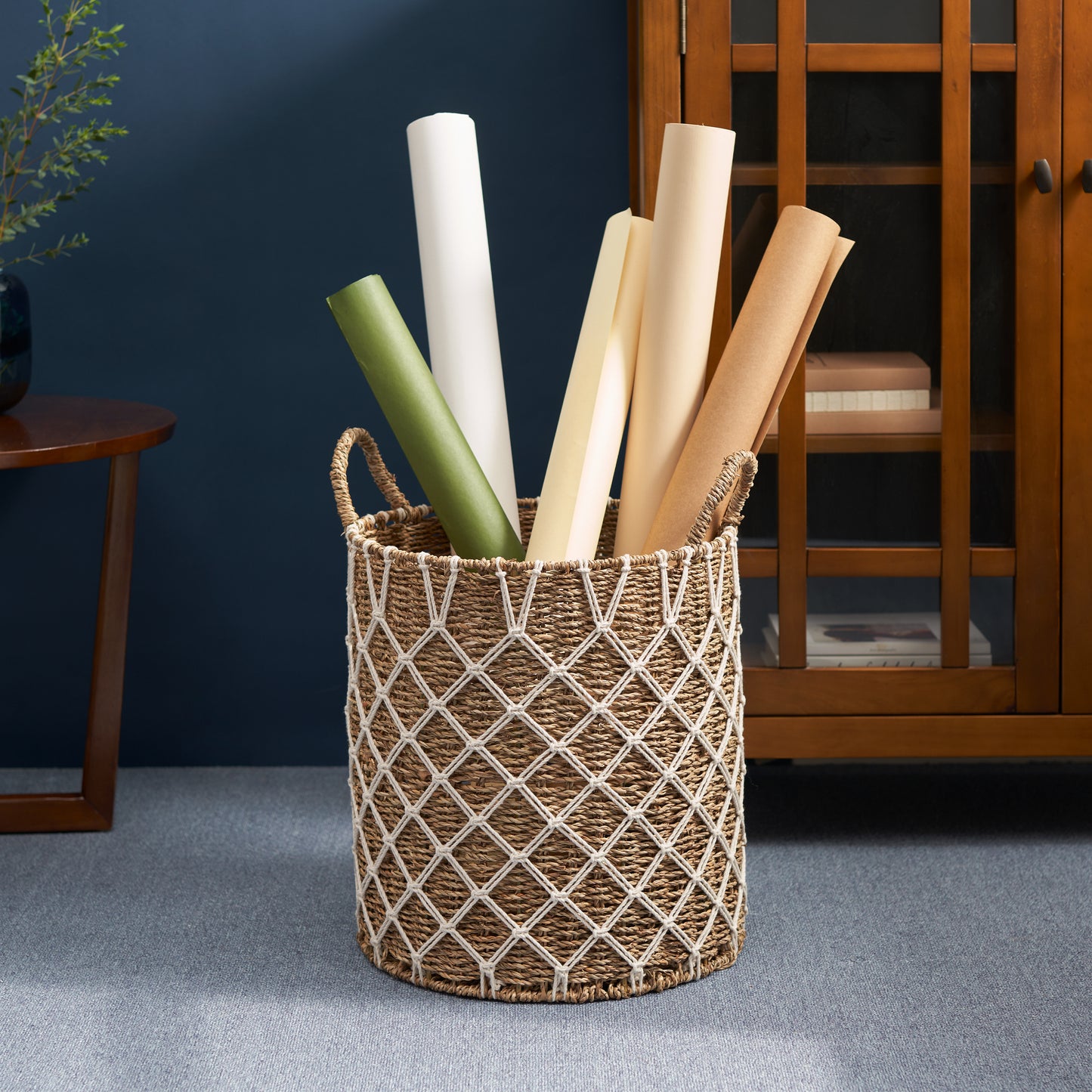 Natural Elegance Woven Basket with Handles