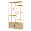 Natural Rattan Tall Bookshelf with Cabinet