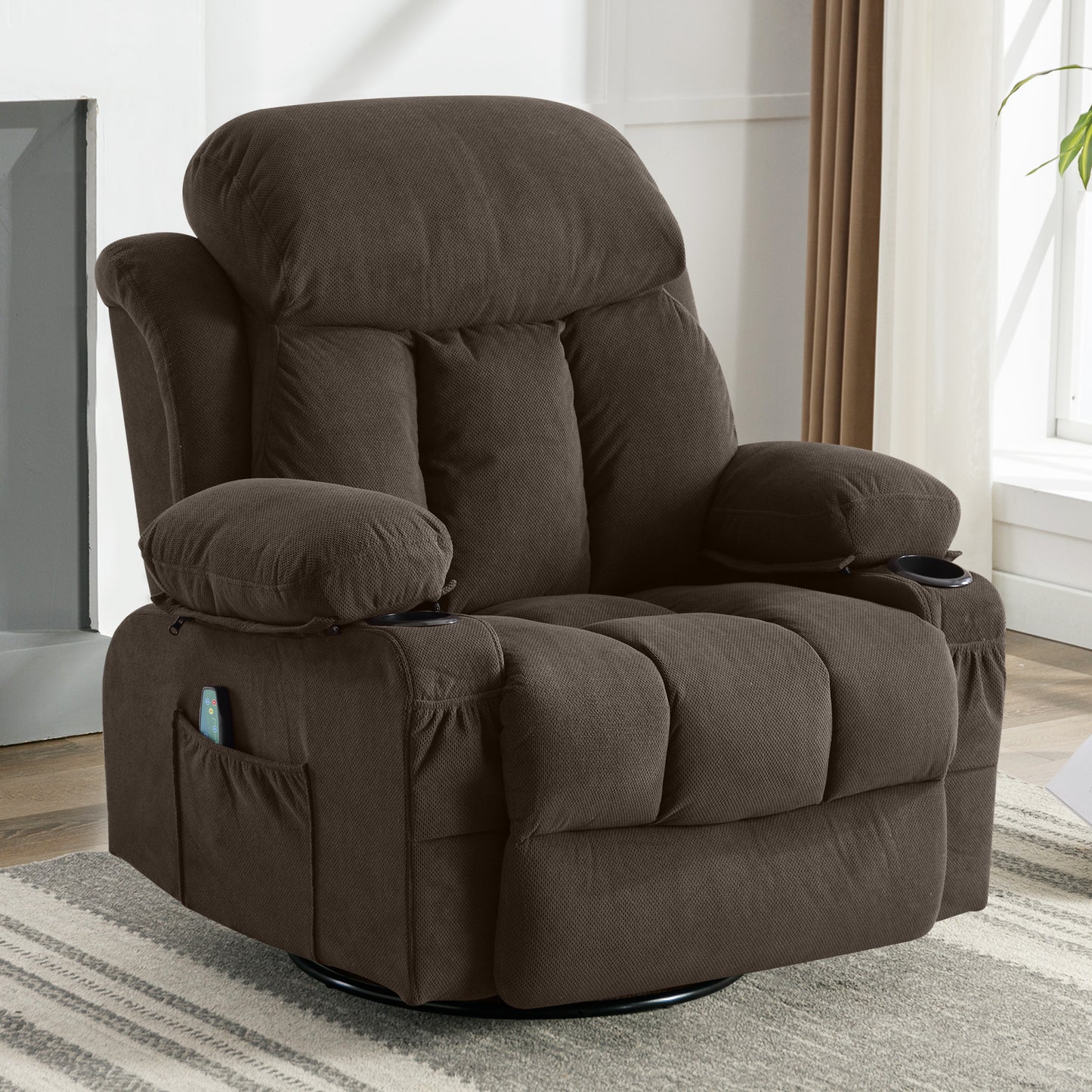 Cozy Heated Massage Recliner Sofa with USB and Cup Holders