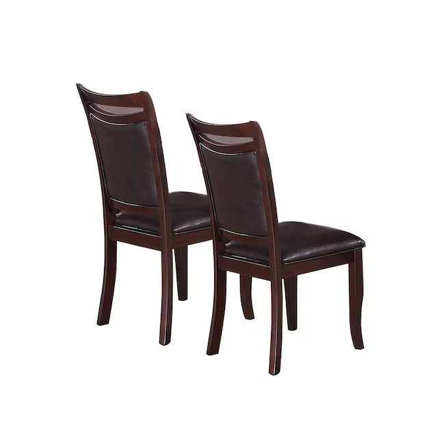 Chic Duo: Mid-Century Modern Faux Leather Dining Chairs in Brown