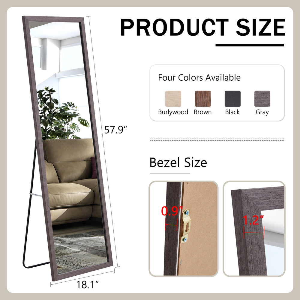 Elegant Gray Wood Framed Full-Length Mirror