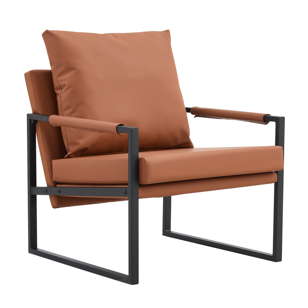 Chic Mid-Century PU Leather Armchair