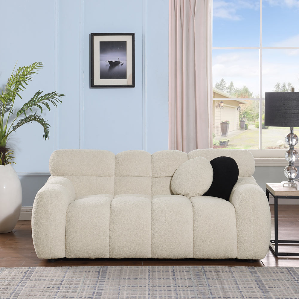 Cozy Beige Boucle Marshmallow Sofa for Two