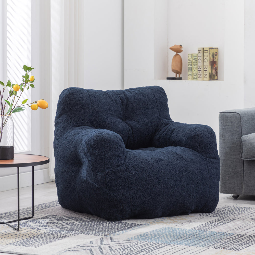 Cozy Teddy Bean Bag Chair in Dark Blue