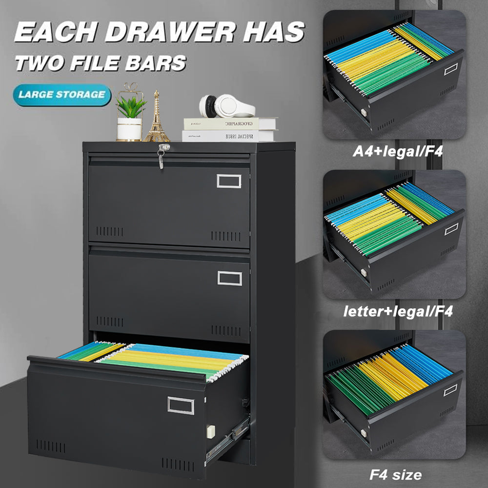 Secure & Stylish 3-Drawer Filing Cabinet