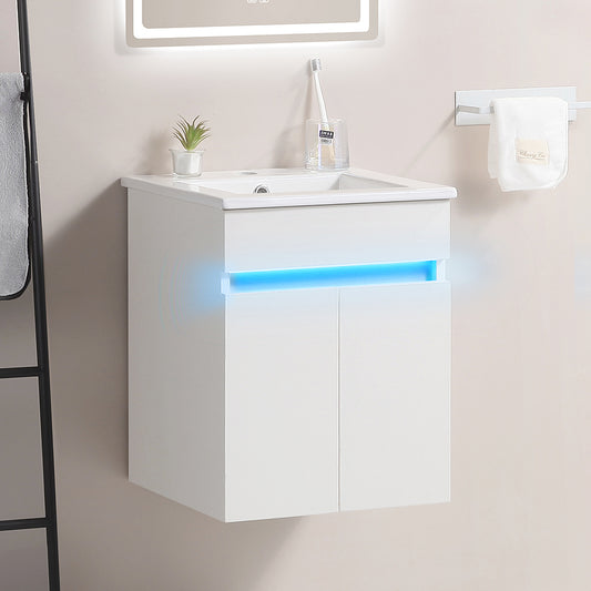 Sleek Wall-Mounted Bathroom Vanity with Sensor Light