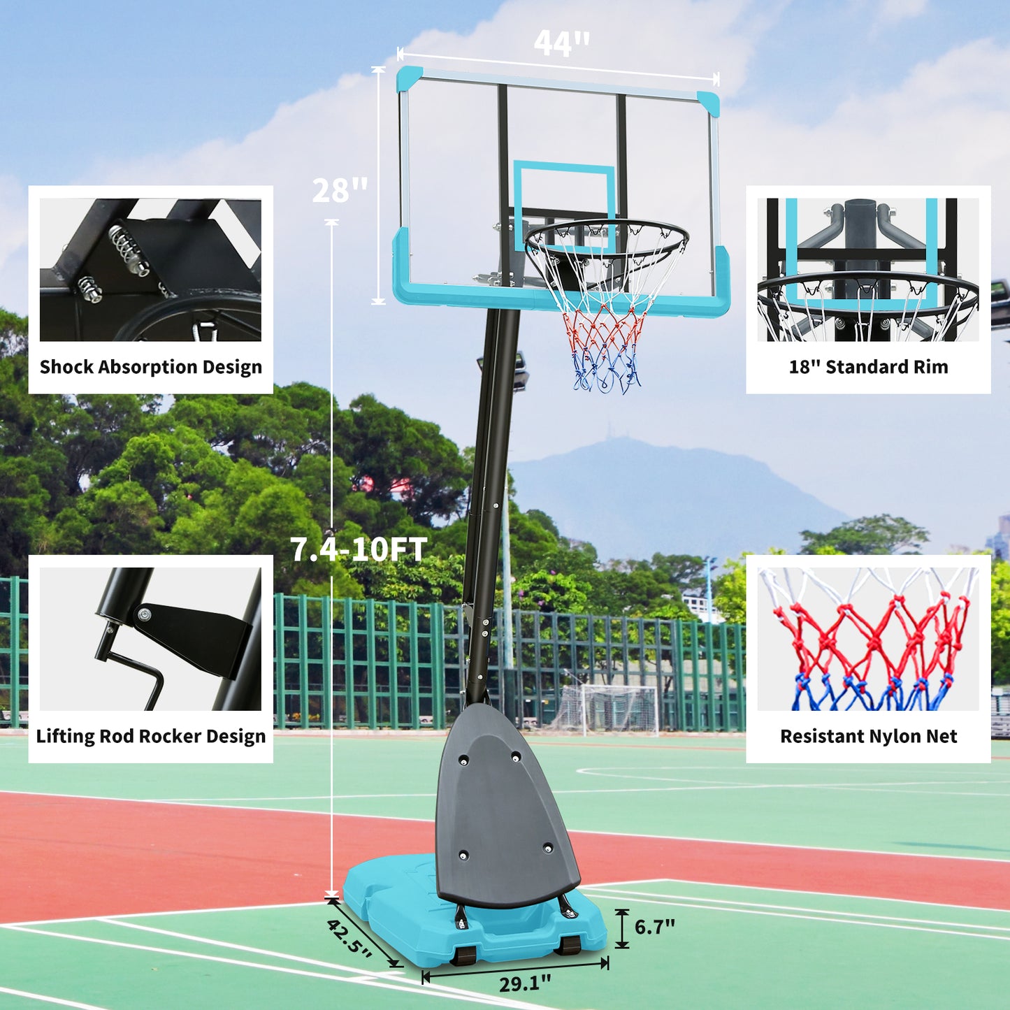 Versatile Adjustable Basketball Hoop with Portable Design