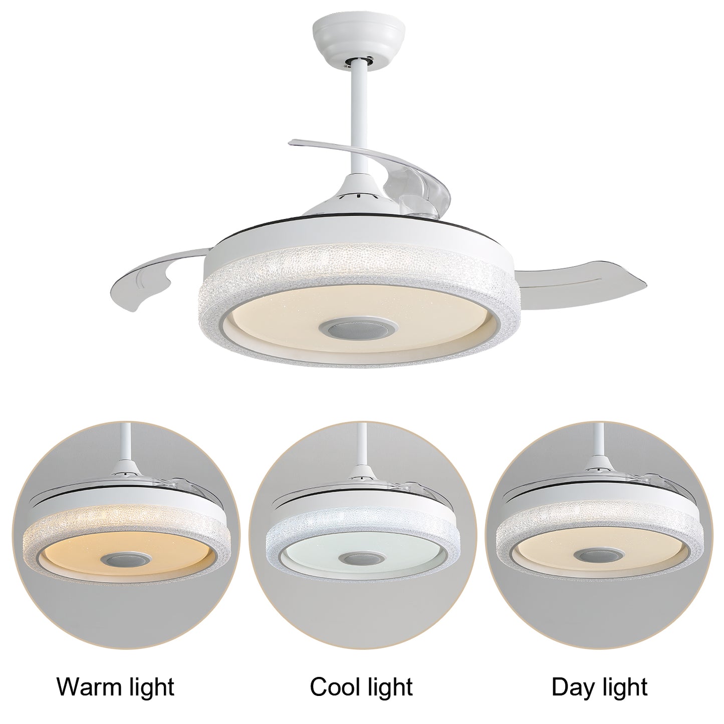 Smart Invisible Ceiling Fan with Remote and LED Light