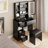 Chic Compact Vanity Set with LED Mirror & Cushion Stool