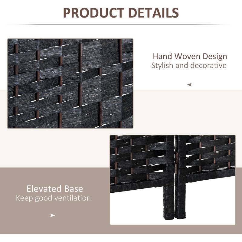 Chic Wicker Room Divider - Black Privacy Screen