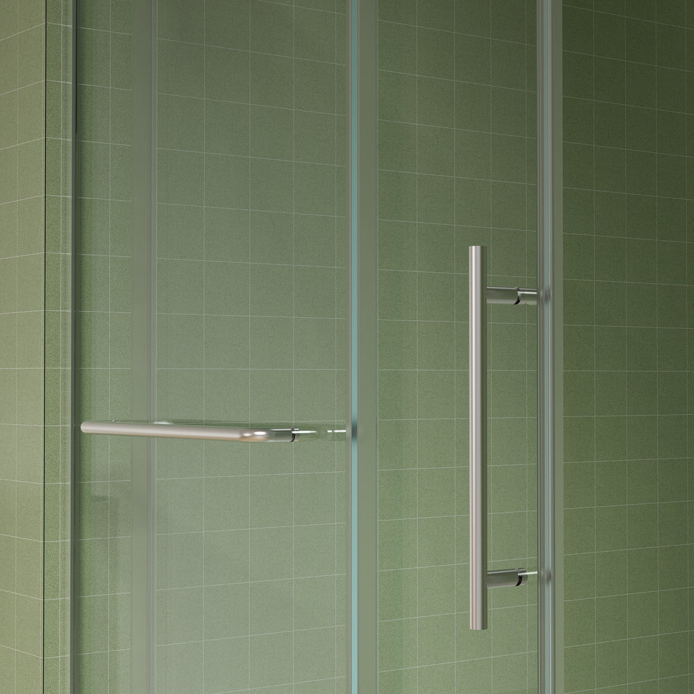 Sleek Brushed Nickel Sliding Shower Door with Easy-Clean Glass