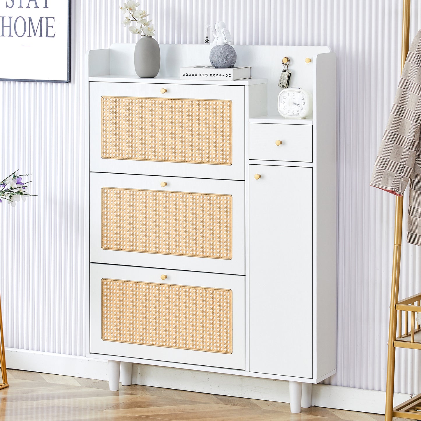 Chic Rattan Shoe & Storage Cabinet