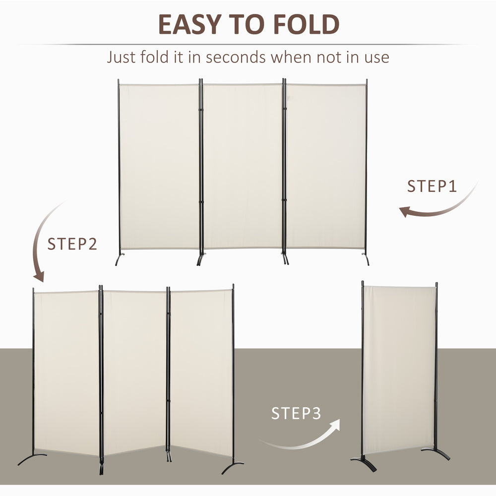 Beige 3-Panel Privacy Screen