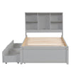Cozy Grey Twin Bed with USB Charging & Storage Headboard